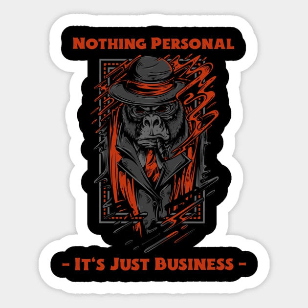 Nothing Personal Gorilla T-Shirt (Red Accent) Sticker by StoicByChoice